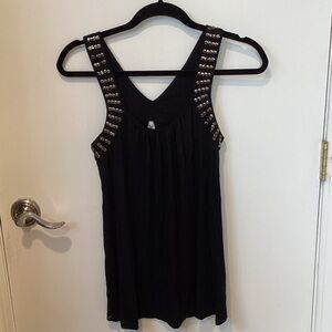 Elegant Black Studded Tank Top